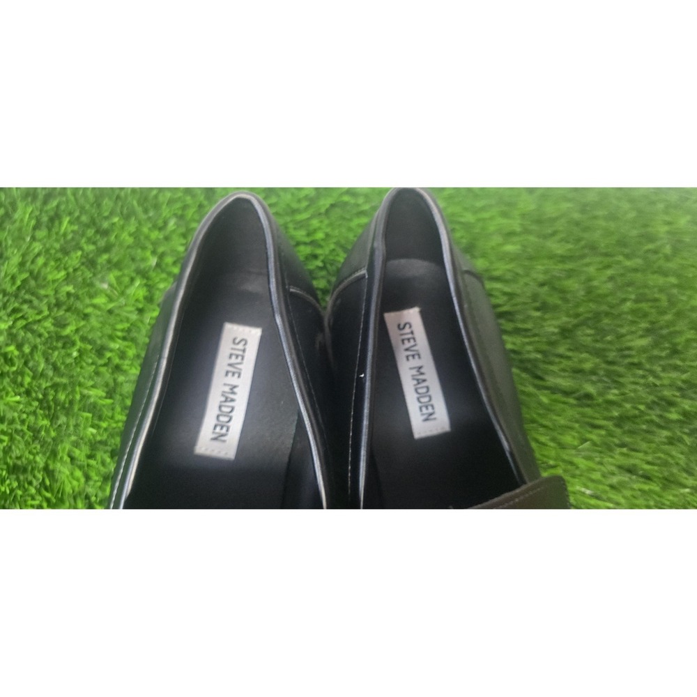 Steve Madden Shoes Womens Size 10 Black Loafers Platform Chunky Penny Lug Sole - Picture 7 of 11